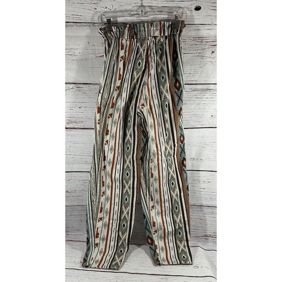 Southwest Aztec Pants Juniors High Waisted Pockets Brushed Cotton USA Vtg - Picture 7 of 16